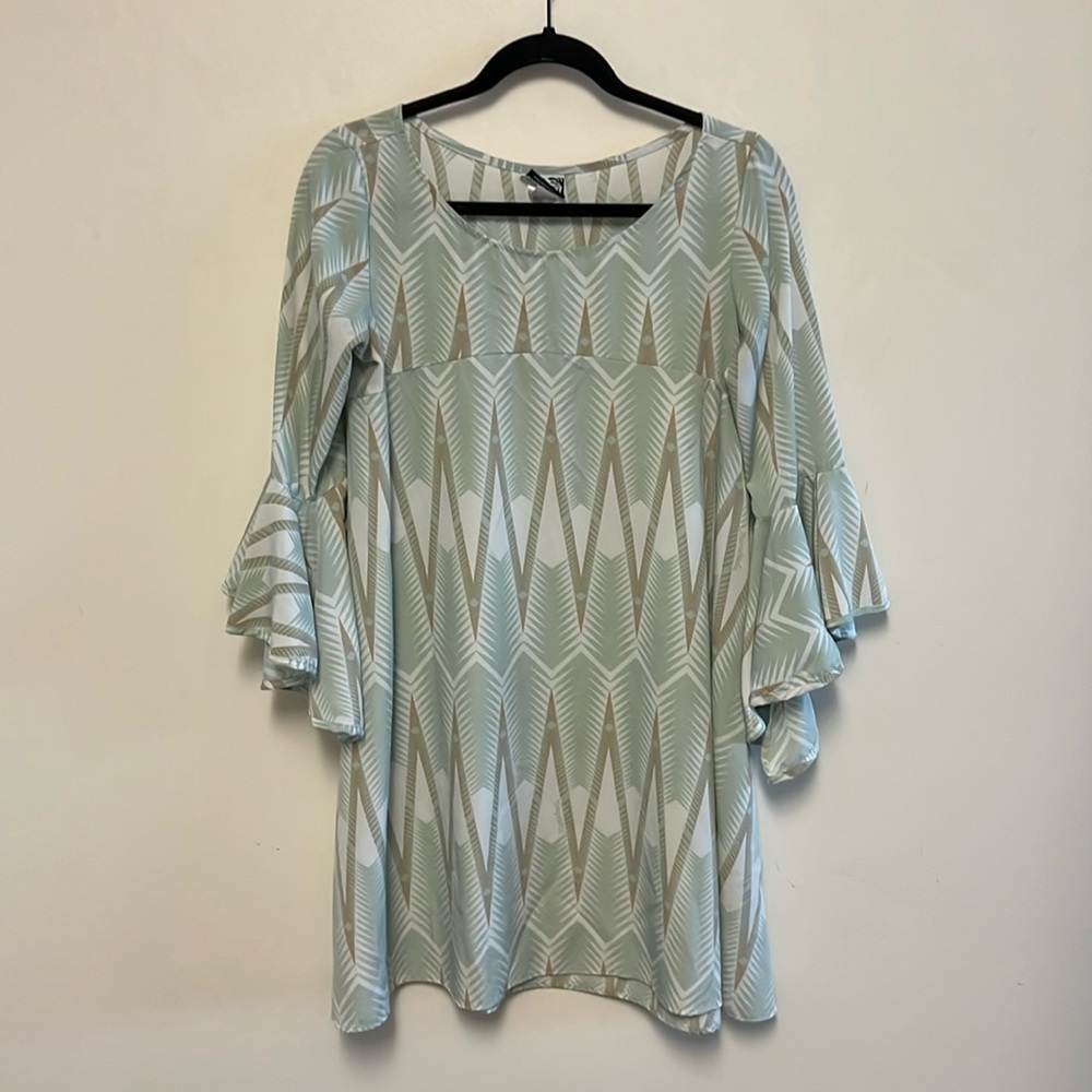 Manuheali’i Bronze and Teal Long Sleeve Dress